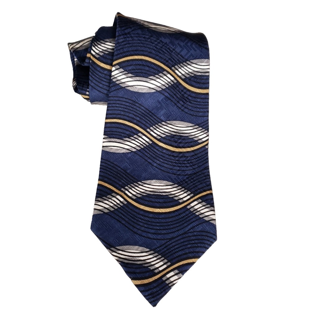 Matrix by Corbin Silk Tie Navy Geometric Executive Aesthetic Y2K‎ Style